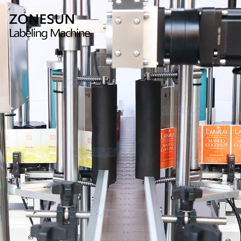 ZONESUN ZS-TB300V Etiquetadora de botellas cuadradas de doble cara automática personalizada 