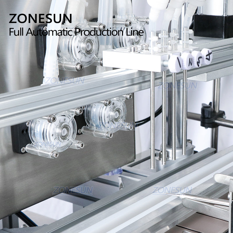 Máquina de etiquetado de botellas redondas y llenado de líquidos con 4 cabezales de escritorio ZONESUN