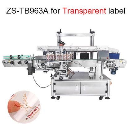 ZONESUN ZS-TB963 Máquina de rotulagem de garrafa quadrada redonda de lado duplo para etiqueta transparente normal 