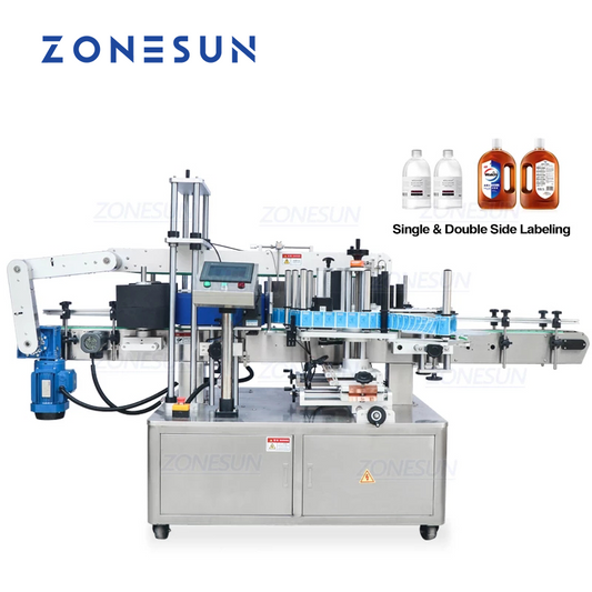 Etiquetadora automática de botellas cuadradas redondas de tamaño doble ZONESUN ZS-TB300