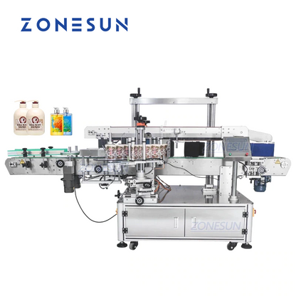 ZONESUN ZS-TB963 Máquina de rotulagem de garrafa quadrada redonda de lado duplo para etiqueta transparente normal 