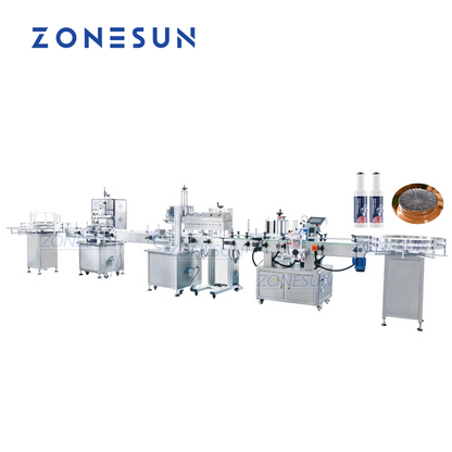 Línea de llenado, tapado y etiquetado de líquidos ZONESUN con línea de producción de sellado por inducción