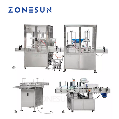 Máquina etiquetadora de botellas redondas con tapa y llenado de líquidos de 6 boquillas eléctricas de tipo Vertical ZONESUN