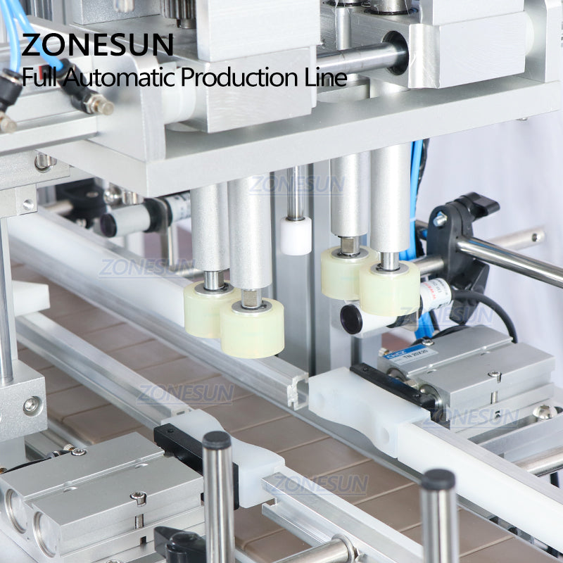 ZONESUN ZS-FAL180C5 Máquina de llenado, tapado y etiquetado de líquidos con 4 boquillas de escritorio con tazón vibratorio