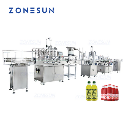 Máquina de llenado, tapado y etiquetado de líquidos de pistón de 6 cabezas personalizadas ZONESUN