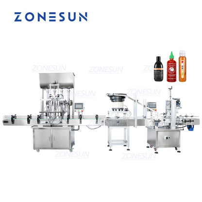 ZONESUN ZS-FAL180A7 Máquina tapadora de llenado de líquidos en pasta con alimentador de tapas vibratorias