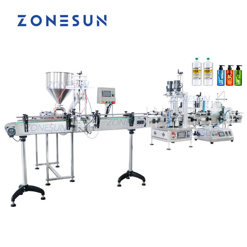 ZONESUN ZS-FAL180C8 Desktop Paste 2 Nozzles Filling Capping and Labeling Machine