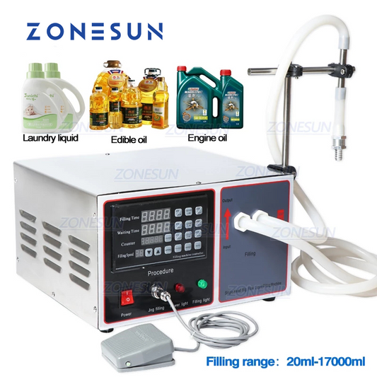 ZONESUN ZS-GFK17B 20-17000ml Máquina de enchimento de líquidos com bomba de diafragma semiautomática