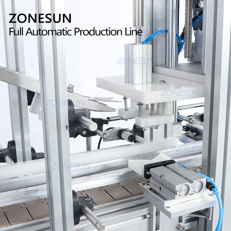 ZONESUN ZS-FAL180C5 Máquina de llenado, tapado y etiquetado de líquidos con 4 boquillas de escritorio con tazón vibratorio