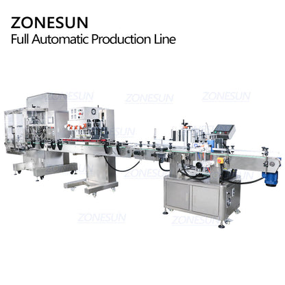 ZONESUN 4 Heads Servo Liquid Filling Capping Round Bottle Labeling Machine