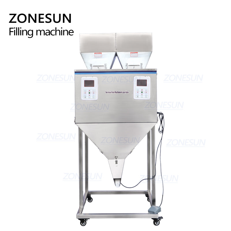 ZONESUN DL-5000D Máquina semiautomática de llenado y pesaje de polvo de 2 cabezales 