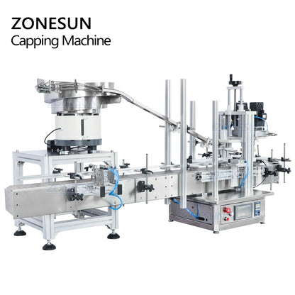 ZONESUN ZS-XG1870V Máquina Tapadora de Botellas de Sobremesa con Tazón Vibratorio