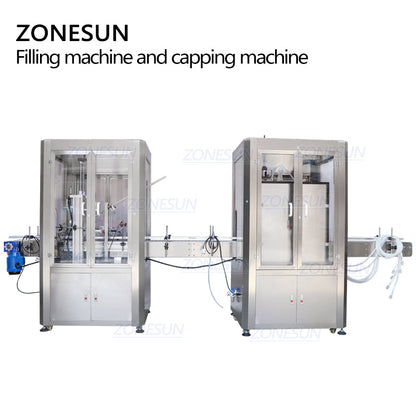 ZONESUN Máquina tapadora de presión de corcho y llenado de líquidos de 6 cabezales con cubierta antipolvo