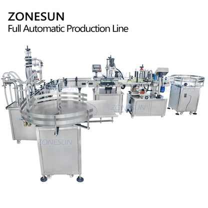 ZONESUN ZS-FAL180R4 Piston Liquid Filling Capping Labeling Machine With U Shape Conveyor Belt