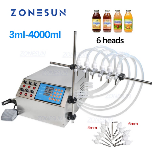 ZONESUN ZS-YTDP6 Máquina eléctrica de llenado de líquidos con bomba de diafragma de 6 boquillas