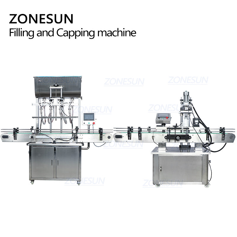 ZONESUN Máquina de enchimento de pasta de 4 bicos totalmente automática e máquina de tampar