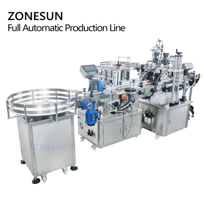 ZONESUN ZS-FAL180R4 Máquina de etiquetado, llenado y tapado de líquidos de pistón con cinta transportadora en forma de U