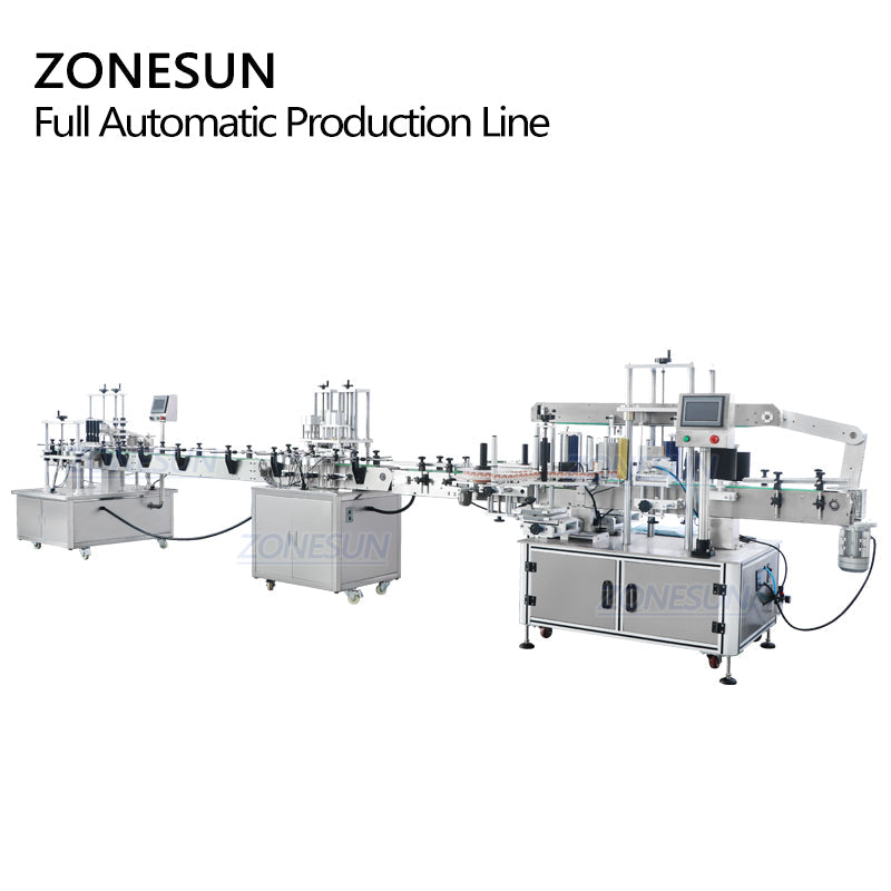 ZONESUN ZS-FAL180X1 Automatic Vacuum Liquid Filling Capping and Round&Square Bottle Labeling Machine