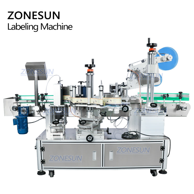 ZONESUN ZS-TB822D Máquina automática de etiquetado de botellas redondas de posicionamiento de doble cara 