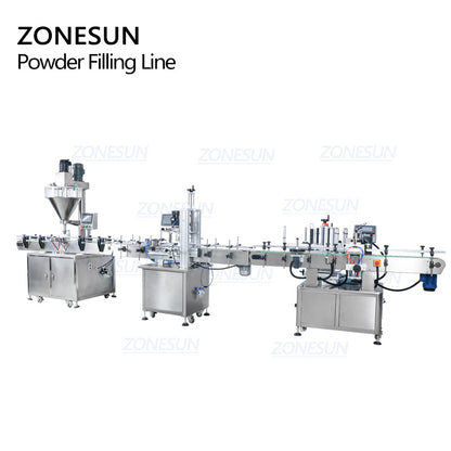 ZONESUN Powder Filling Capping Round And Bottle Labeling Machine