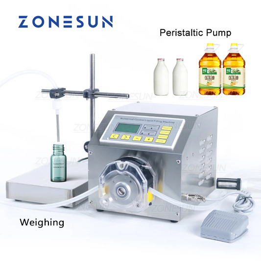 ZONESUN ZS-PP531W 30-6000ml Bomba peristáltica semiautomática de pesagem de líquido e máquina de enchimento 