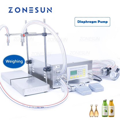 ZONESUN ZS-DP622W 50-17000ml 2 Boquillas Bomba de diafragma Máquina de llenado de pesaje líquido 