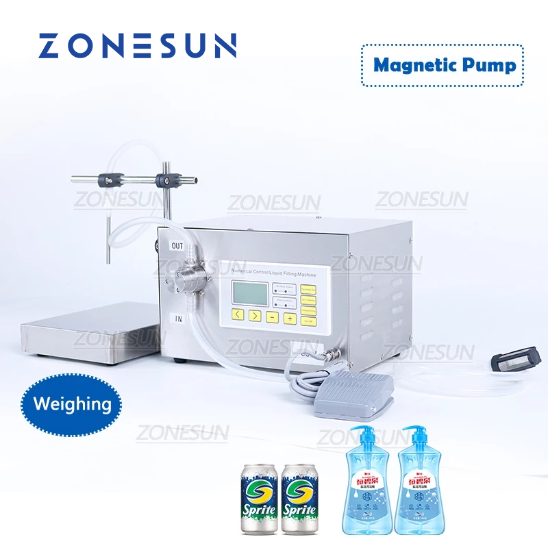 Máquina de pesagem e enchimento de líquido de bomba magnética ZONESUN ZS-MP251W 50-3500ml