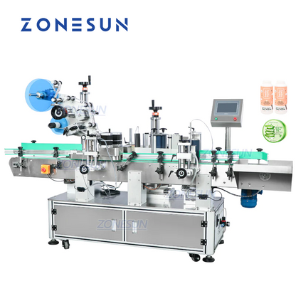 ZONESUN ZS-TB822D Máquina automática de etiquetado de botellas redondas de posicionamiento de doble cara 