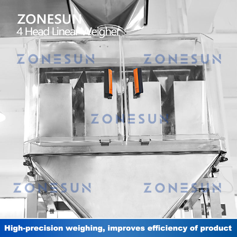 ZONESUN ZS-PL420S 4 cabeças de alimentação de grânulos, pesagem, enchimento, selagem a vácuo, máquina 