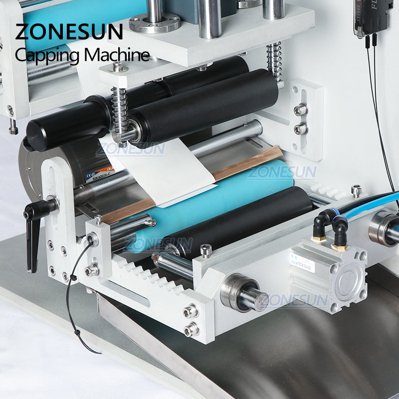 ZONESUN ZS-TB100 Máquina etiquetadora semiautomática de doble cara para botellas redondas 