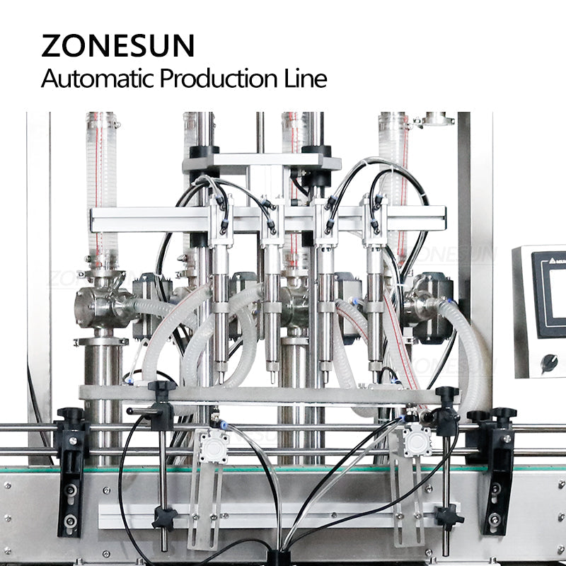 Máquina de etiquetado de botellas redondas de llenado y tapado de líquido de pasta neumática completamente automática ZONESUN