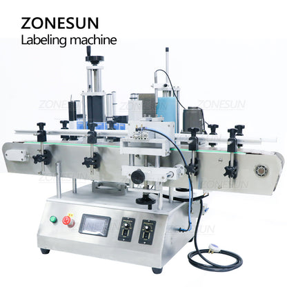 ZONESUN ZS-TB500A Máquina de etiquetado y posicionamiento de botellas redondas de doble cara con codificador de fecha