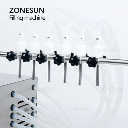 ZONESUN ZS-DPYT6P Máquina de llenado de líquidos con bomba de diafragma semiautomática de 6 boquillas 