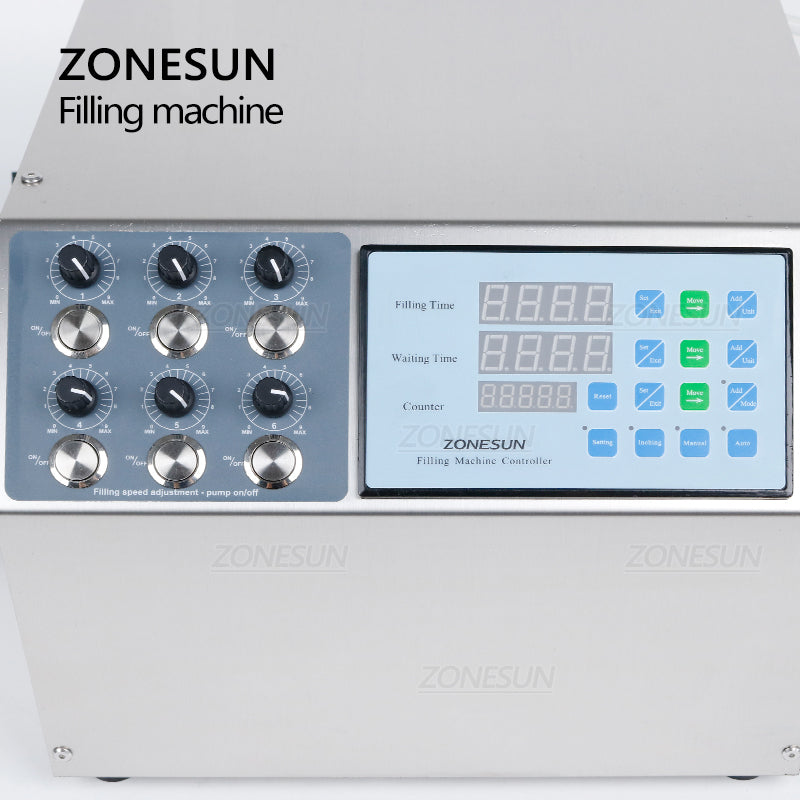 ZONESUN ZS-DPYT6P Máquina de llenado de líquidos con bomba de diafragma semiautomática de 6 boquillas 