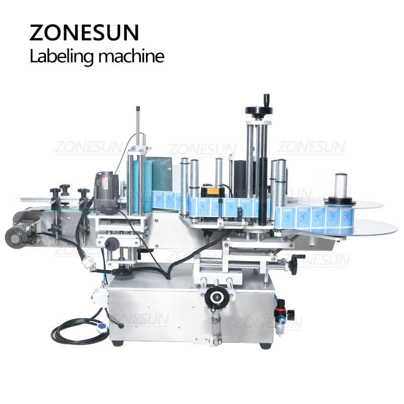 ZONESUN ZS-TB500A Máquina de etiquetado y posicionamiento de botellas redondas de doble cara con codificador de fecha