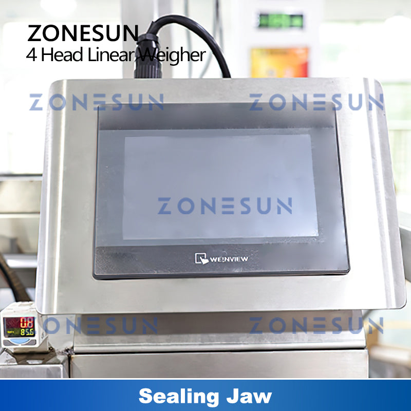 ZONESUN ZS-PL420S 4 cabeças de alimentação de grânulos, pesagem, enchimento, selagem a vácuo, máquina 