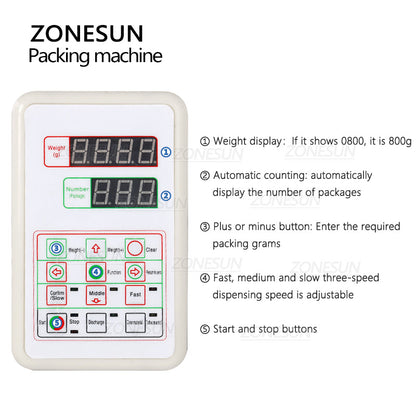 ZONESUN ZS-9999C Vibratory Weigh Filler Semi-automatic Particle Granule Filling Weighing Machine