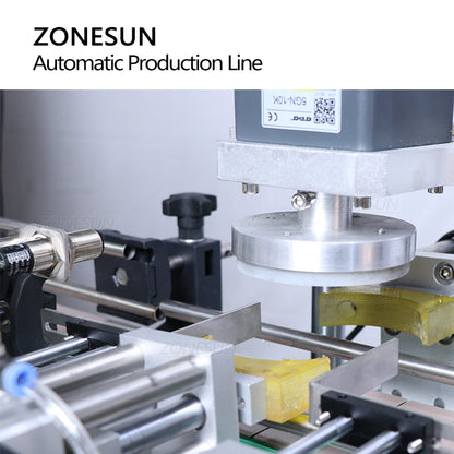 ZONESUN ZS-FAL180X3 Máquina automática de etiquetado de botellas redondas con tapa y llenado de pasta con alimentador de tapas 