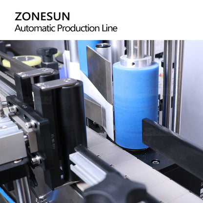 ZONESUN ZS-FAL180X3 Máquina automática de etiquetagem de garrafas redondas para enchimento de pasta com alimentador de tampas