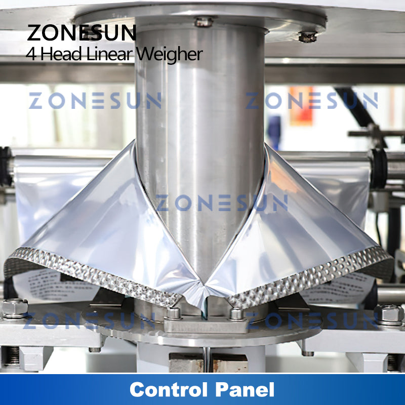 ZONESUN ZS-PL420S Máquina de sellado al vacío de llenado y pesaje de alimentación de gránulos de 4 cabezas 