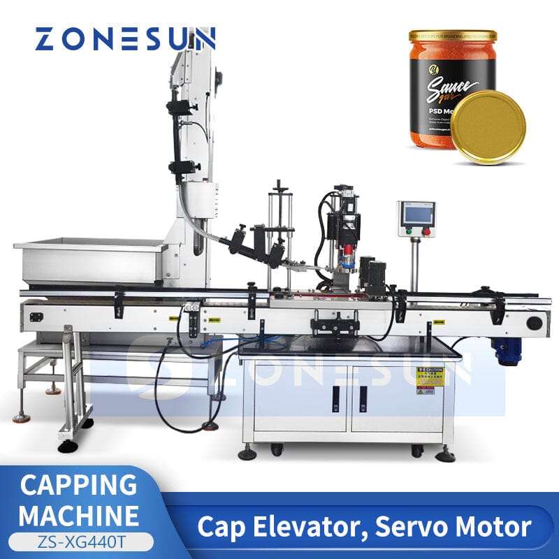 ZONESUN ZS-XG440T Servo Motor Capping Machine with Cap Elevator Capping Machine ZONESUN 