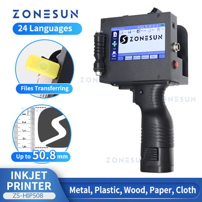 Máquina de impresión de inyección de tinta multilingüe de mano ZONESUN ZS-HIP508 