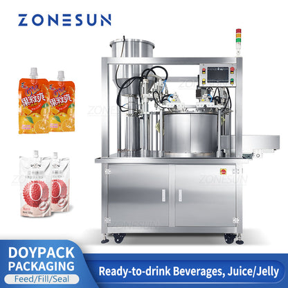 ZONESUN ZS-YTZL2 Servo Doypack Máquina de alimentación, llenado y tapado con transportador 