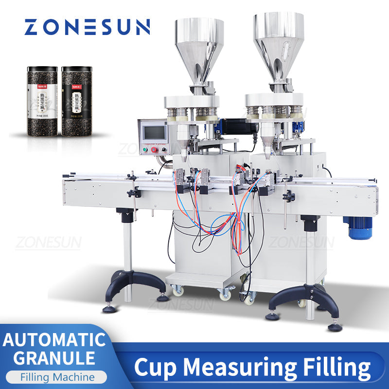 ZONESUN ZS-KL01 2 Nozzles Granule Quantitative Powder Filling Machine With 2 Hopper