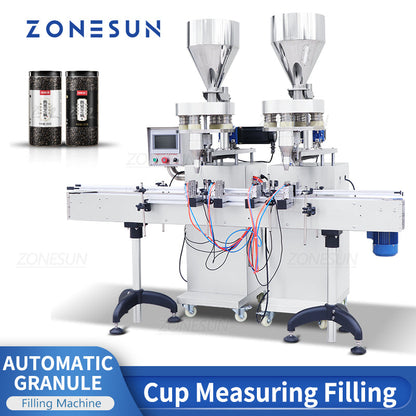 ZONESUN ZS-KL01 Máquina de enchimento de pó quantitativo de grânulos de 2 bicos com 2 funis 