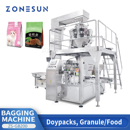 ZONESUN ZS-GB200 Pesagem de Grânulos, Alimentação, Enchimento, Seladora 