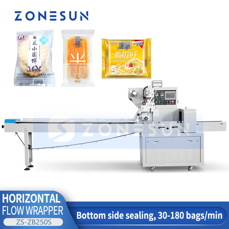 Máquina de embalagem de fluxo horizontal ZONESUN ZS-ZB250S