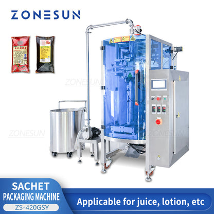 ZONESUN ZS-420GSY Máquina automática de enchimento de pasta e vedação com tanque e bomba de alimentação