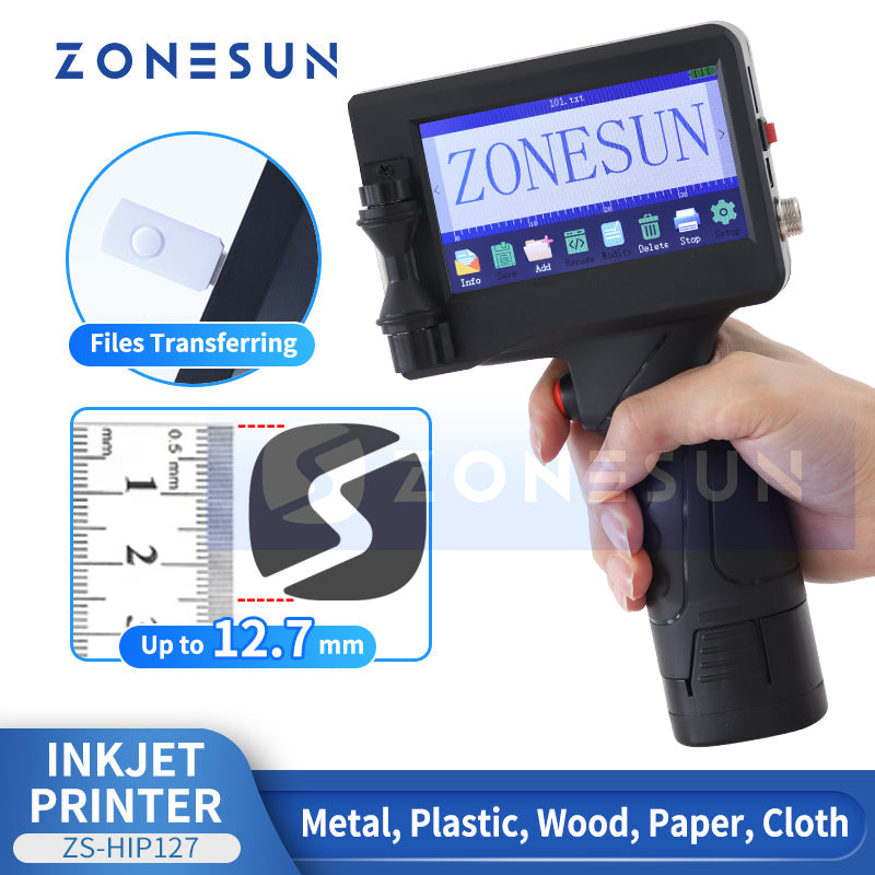 ZONESUN ZS-HIP127 Impressora a jato de tinta portátil máquina de codificação