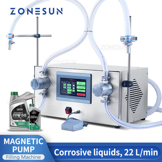 ZONESUN ZS-G25A2 Alto caudal 2 Boquillas Bomba magnética Máquina de llenado de líquidos corrosivos 